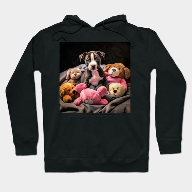 Staffy With Bunch Of Toys Hoodie by Enchanted Reverie